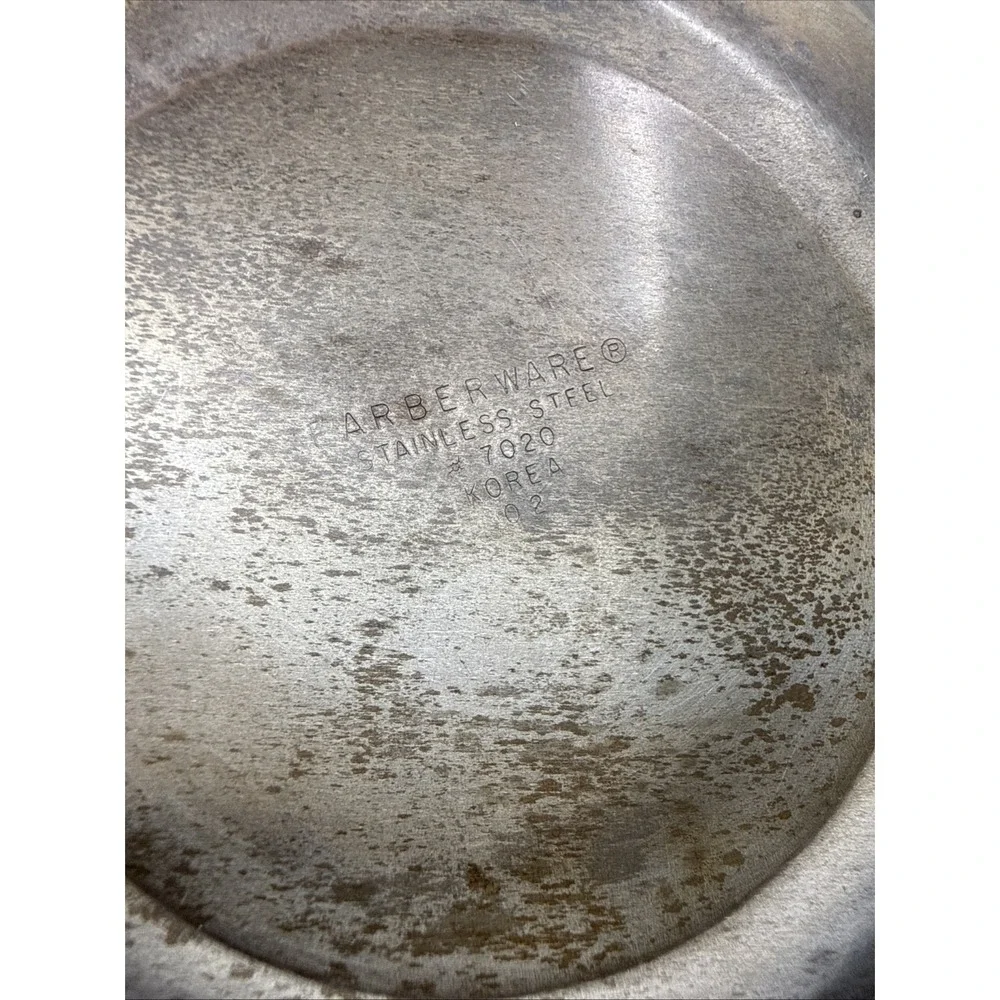 Vtg Farberware Tea Pot Kettle 7020 Stainless Steel 2 Qt. Beveled Cracked Handle